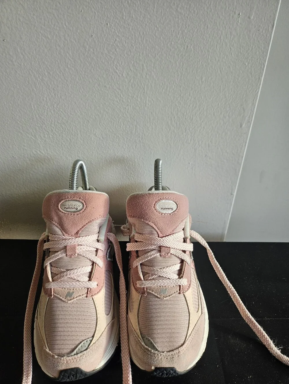 New Balance Kids Pink and Cream Lace-Up Sneakers